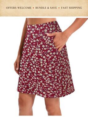 Knee Length High Waisted Tennis Skort with Pockets Athletic Golf Skirt
